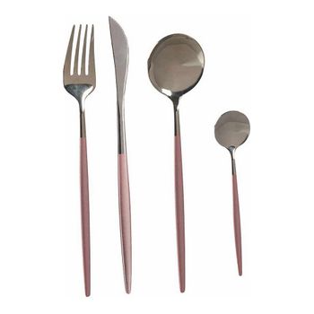 Set De Cubiertos Plateado Rosa Acero Inoxidable (8 Pcs)