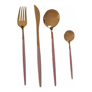 Set De Cubiertos Rosa Dorado Acero Inoxidable (8 Pcs)