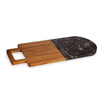 Tabla De Cortar Negro Marrón Madera De Acacia Mármol (18 X 1,5 X 38 Cm)