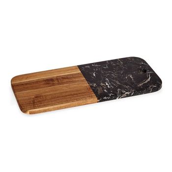 Tabla De Cortar Negro Marrón Madera De Acacia Mármol (18 X 1,5 X 38 Cm)