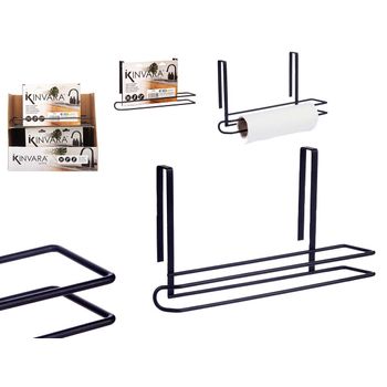 Soporte Negro Metal Rollo Cocina