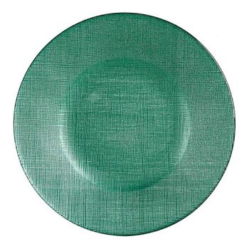 Plato Llano Cristal Verde Vidrio (21 X 2 X 21 Cm)