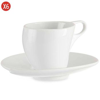 Juego De Café 6 Tazas De Porcelana Blanca Con Palto 120 Ml