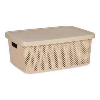 Caja De Almacenaje Con Tapa Beige Plástico (28 X 15 X 39 Cm)