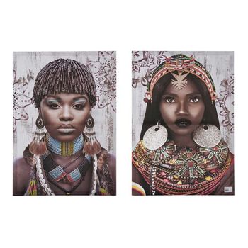 Cuadro Mujer Étnica (2 Pcs) (50 X 1,5 X 70 Cm)