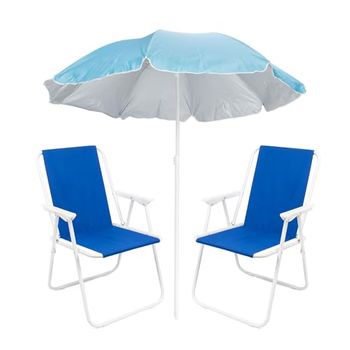 Pack De Sombrilla Y Dos Sillas De Playa Plegables - Set Ideal Para Playa Y Piscina - Sombrilla Y Sillas Con Armazón De Aluminio Y Revestimiento De Tela (set 14)