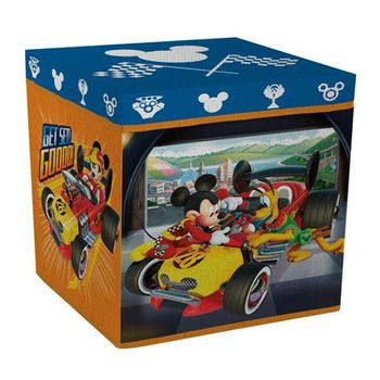 Taburete Contenedor 30x30x30cm De Mickey Mouse Roadster Race