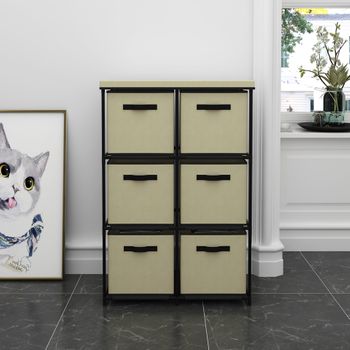 Mueble Cómoda 6 Cajoneras Beige