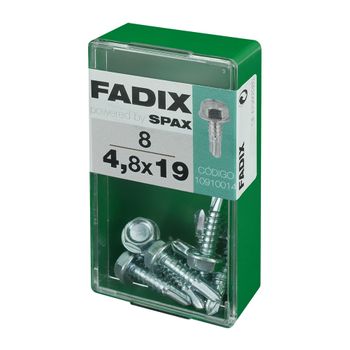 Caja S 8 Unid. Tornillo Rosca Chapa Hexagonal Autot. 4,8x19mm Fadix