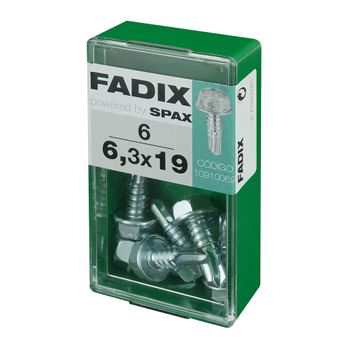 Caja S 6 Unid. Tornillo Rosca Chapa Hexagonal Autot. 6,3x19mm Fadix