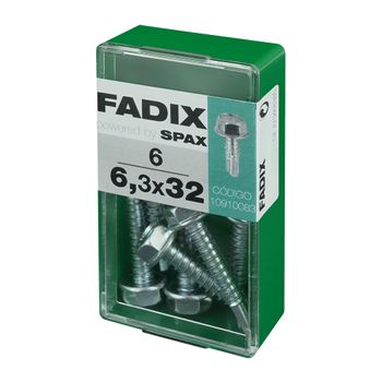 Caja S 6 Unid. Tornillo Rosca Chapa Hexagonal Autot. 6,3x32mm Fadix