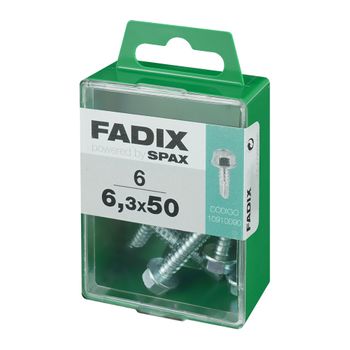 Caja S 6 Unid. Tornillo Rosca Chapa Hexagonal Autot. 6,3x50mm Fadix