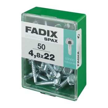 Caja M 50 Unid. Tornillo Rosca Chapa Hexagonal Autot. 4,8x22mm Fadix