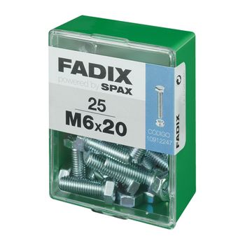 Caja M 25 Unid. Tornillo Metrica Cab Hex+tuerca Cinc M 6x20mm Fadix