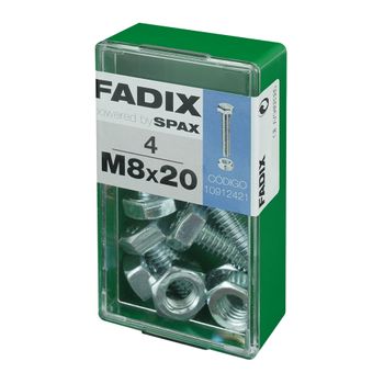 Caja S 4 Unid. Tornillo Metrica Cab Hex+tuerca Cinc M 8x20mm Fadix