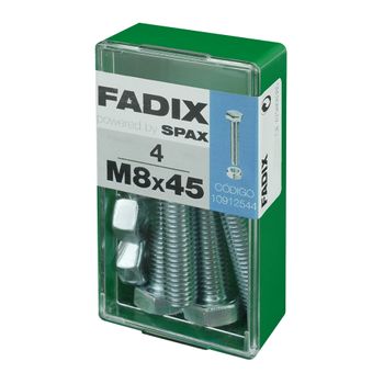 Caja S 4 Unid. Tornillo Metrica Cab Hex+tuerca Cinc M 8x45mm Fadix