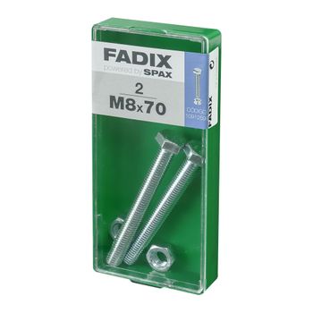 Caja M 2 Unid. Tornillo Metrica Cab Hex+tuerca Cinc M 8x70mm Fadix