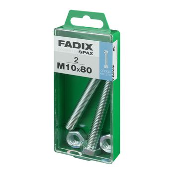 Caja M 2 Unid. Tornillo Metrica Cab Hex+tuerca Cinc M 10x80mm Fadix