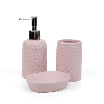 Juego De Baño Con Dispensador De Jabón, Vaso Y Jabonera (modelo 2 - Rosa)