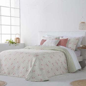 Colcha Bouti Reversible Acolchado Fino Fun&deco Aurora Cama 90 Cm Coral