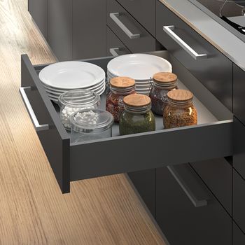 Emuca Kit De Cajón Para Cocina O Baño Vertex De Altura 93mm Con Tableros Incluidos, Módulo 450mm, Gris Antracita