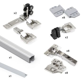 Sistema Twofold En Formato Kit Para 2 Puertas Correderas De Madera Colgadas Y Plegables Con Cierre Suave.