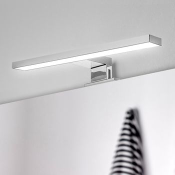 Emuca Foco Led Para Espejo De Baño Virgo (ac 230v 50hz), Sin Necesidad De Convertidor, L300mm, Luz Blanca Fría 6.000k, Plástico, Cromado