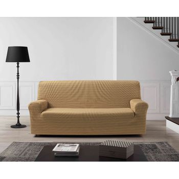 Funda De Sofa Elástica Adaptable Vega, 3 Plazas - 180 - 200 Cm.  Beige Estoralis