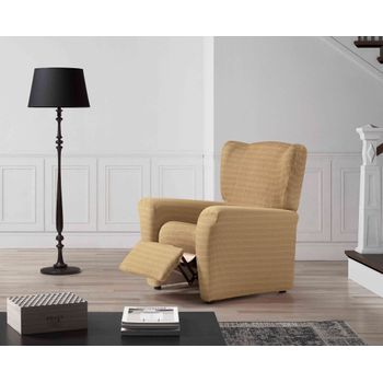 Funda De Sillon Relax Elástica Adaptable Vega, 1 Plaza - 70 - 110 Cm.  Beige Estoralis