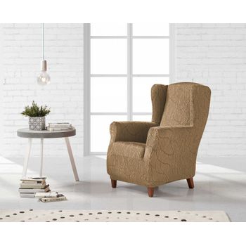 Funda De Sillon Orejero Elástica Adaptable Alexia, 1 Plaza - 70 - 110 Cm.  Beige Estoralis