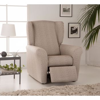 Funda De Sillon Relax Elástica Adaptable Alba, 1 Plaza - 70 - 110 Cm.  Beige Estoralis