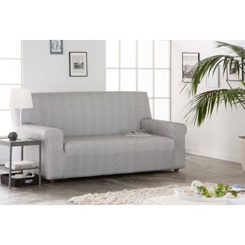 Funda De Sofa Elástica Adaptable Alba, 3 Plazas - 180 - 200 Cm.  Gris Estoralis