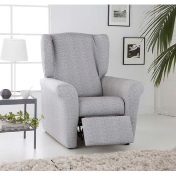 Funda De Sillon Relax Elástica Adaptable Alba, 1 Plaza - 70 - 110 Cm.  Gris Estoralis