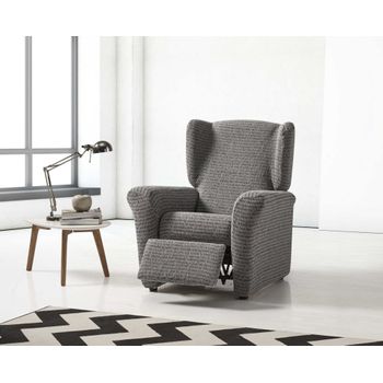 Funda De Sillon Relax Elástica Adaptable Letras, 1 Plaza - 70 - 110 Cm.  Gris Estoralis