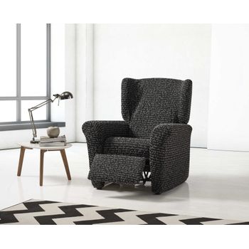 Funda De Sillon Relax Elástica Adaptable Letras, 1 Plaza - 70 - 110 Cm.  Negro Estoralis