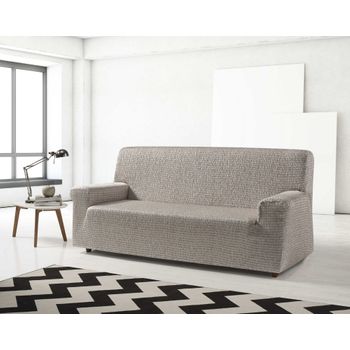 Funda De Sofa Elástica Adaptable Letras, 4 Plazas - 210 - 240 Cm.  Beige Estoralis