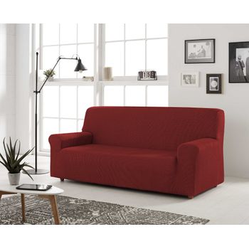 Funda De Sofa Elástica Adaptable Berta, 3 Plazas - 180 - 200 Cm.  Rojo Estoralis