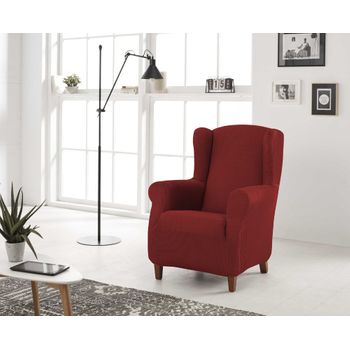 Funda De Sillon Orejero Elástica Adaptable Berta, 1 Plaza - 70 - 110 Cm.  Rojo Estoralis