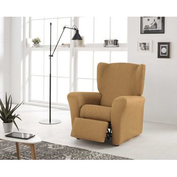 Funda De Sillon Relax Elástica Adaptable Berta, 1 Plaza - 70 - 110 Cm.  Beige Estoralis