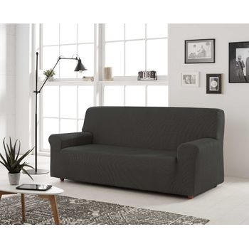 Funda De Sofa Elástica Adaptable Berta, 3 Plazas - 180 - 200 Cm.  Antracita Estoralis