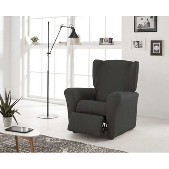 Funda De Sillon Relax Elástica Adaptable Berta, 1 Plaza - 70 - 110 Cm.  Antracita Estoralis