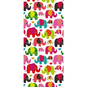 Estor Enrollable Estampado Infantil - Elefantes Patchwork,  110 X 250 Cm