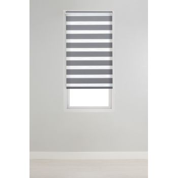 Estor Enrollable Easyfix Veral, Doble Tejido, Noche Y Día, “sin Herramientas”  45 X 150 Cm. Gris