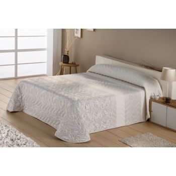 Colcha Jacquard De Primavera Estoralis Para Cama De 150 Cms. Reis Beige