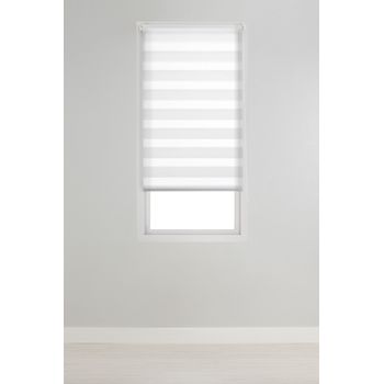 Estor Plegable con varillas, estor textil traslúcido Blanco sin varillas,  90 x 250cm