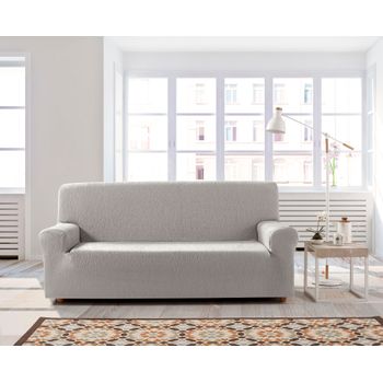 Funda De Sofa Elástica Adaptable Beta, 4 Plazas - 210 - 240 Cm.  Plata Estoralis