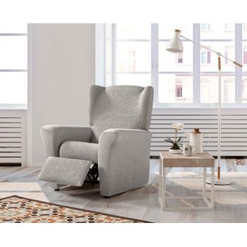 Funda De Sillon Relax Elástica Adaptable Beta, 1 Plaza - 70 - 110 Cm.  Plata Estoralis