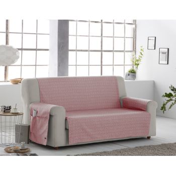 Funda De Sofá Practica, Salva Sofa Luna, 2 Plazas 110 X 220 Cm.  Rojo Estoralis