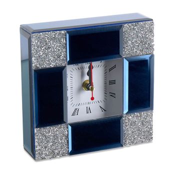 Reloj Cristal 15*15 Azul Esquinas Brillo Plateado Alina