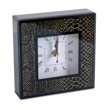 Reloj Cristal 15*15 Serpiente Negro Dorado Marcia